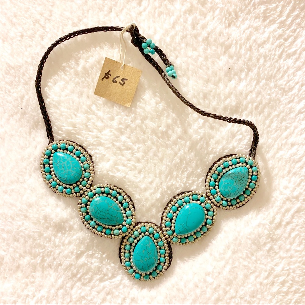 Stunning turquoise handmade statement necklace